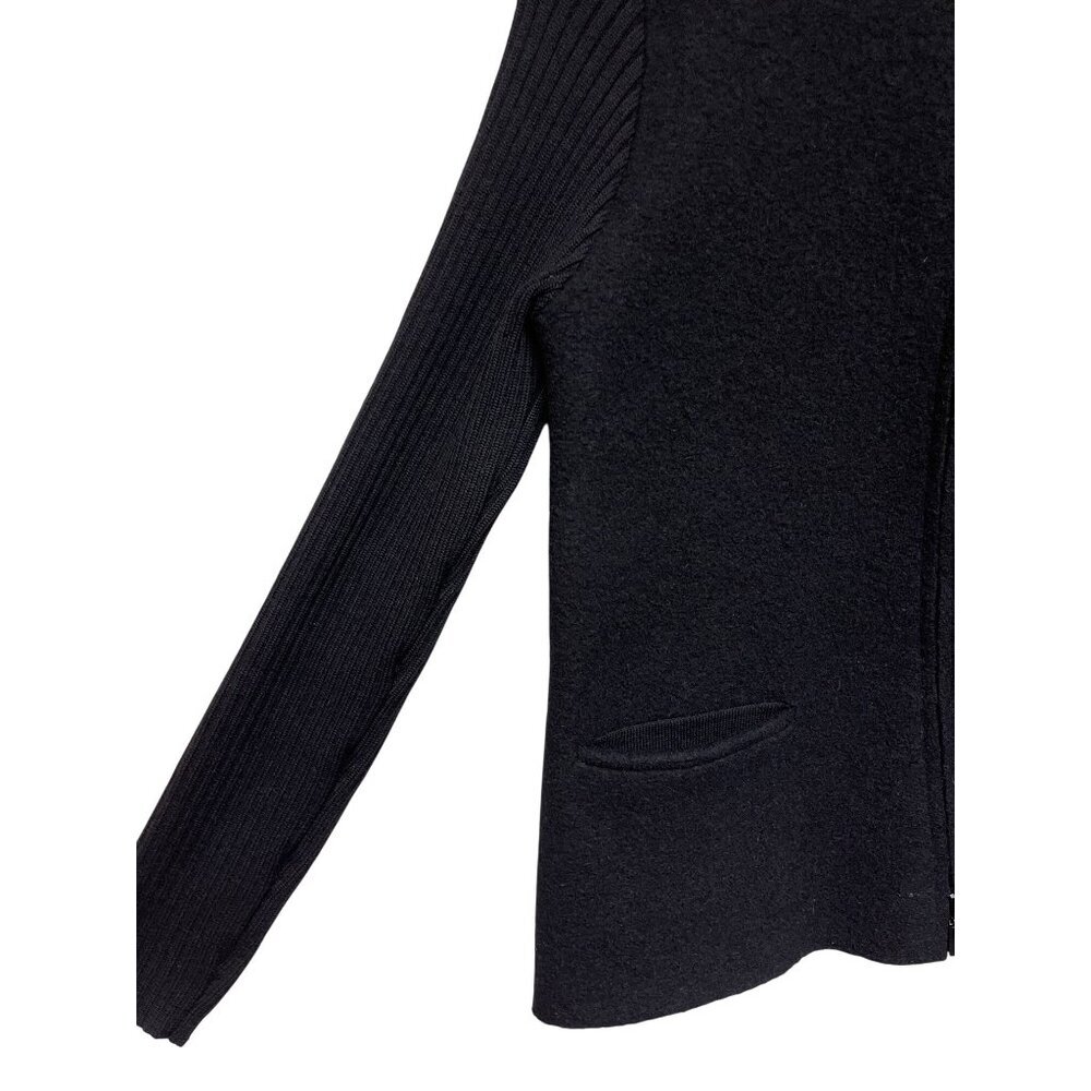 Eileen Fisher Women's Sweater Cardigan 100% Wool Black Two Way Zip Petite Small - Picture 3 of 9